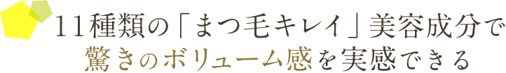11種類の「まつ毛キレイ」美容成分で驚きのボリューム感を実感できる
